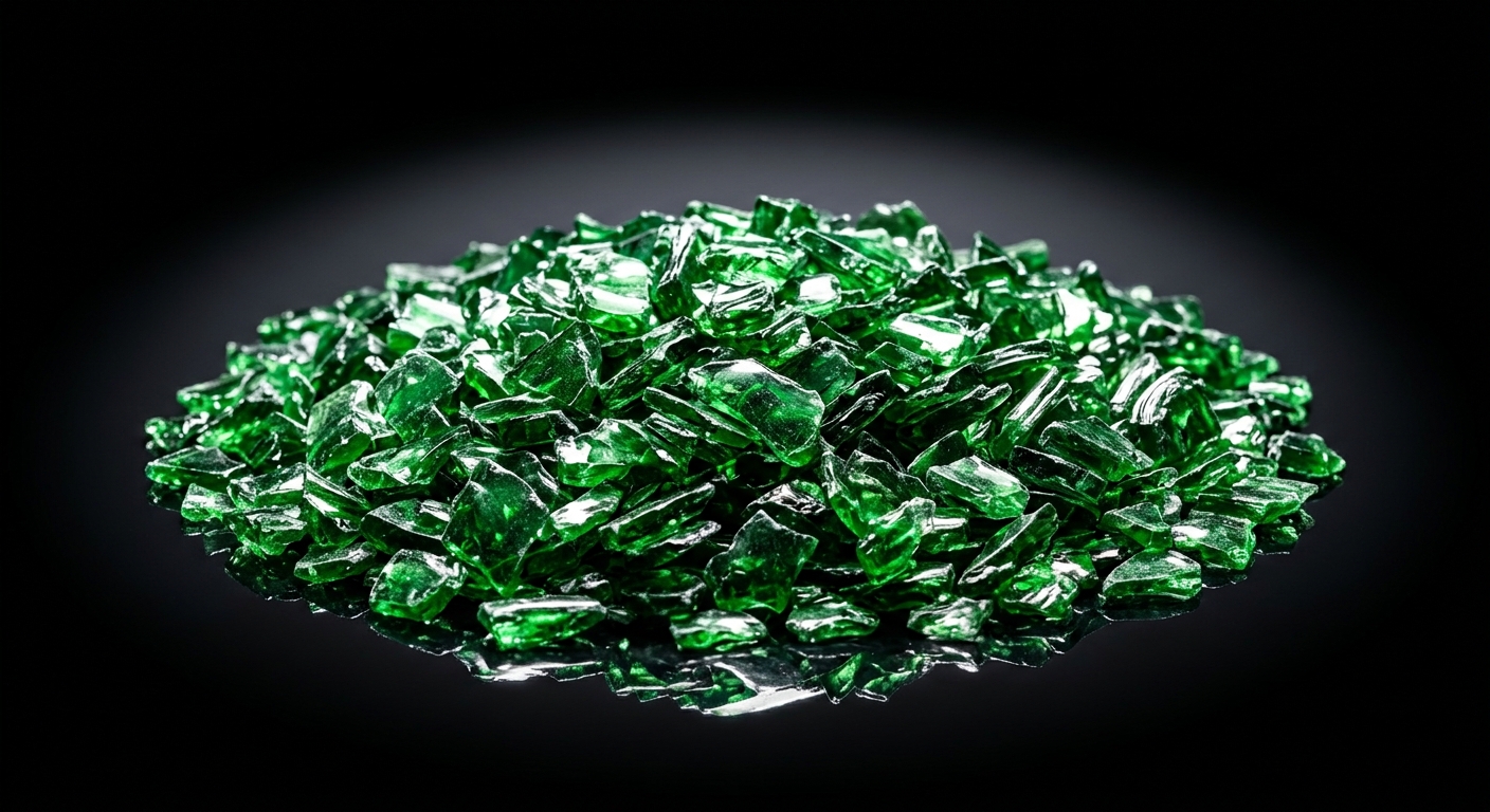 Planet Earth visual sculpted from recycled green PET flakes